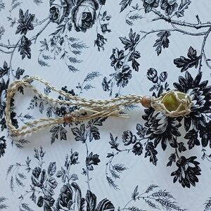 Handcrafted Adjustable Macrame Braided Hanger Basket Green Bead Stone Necklace